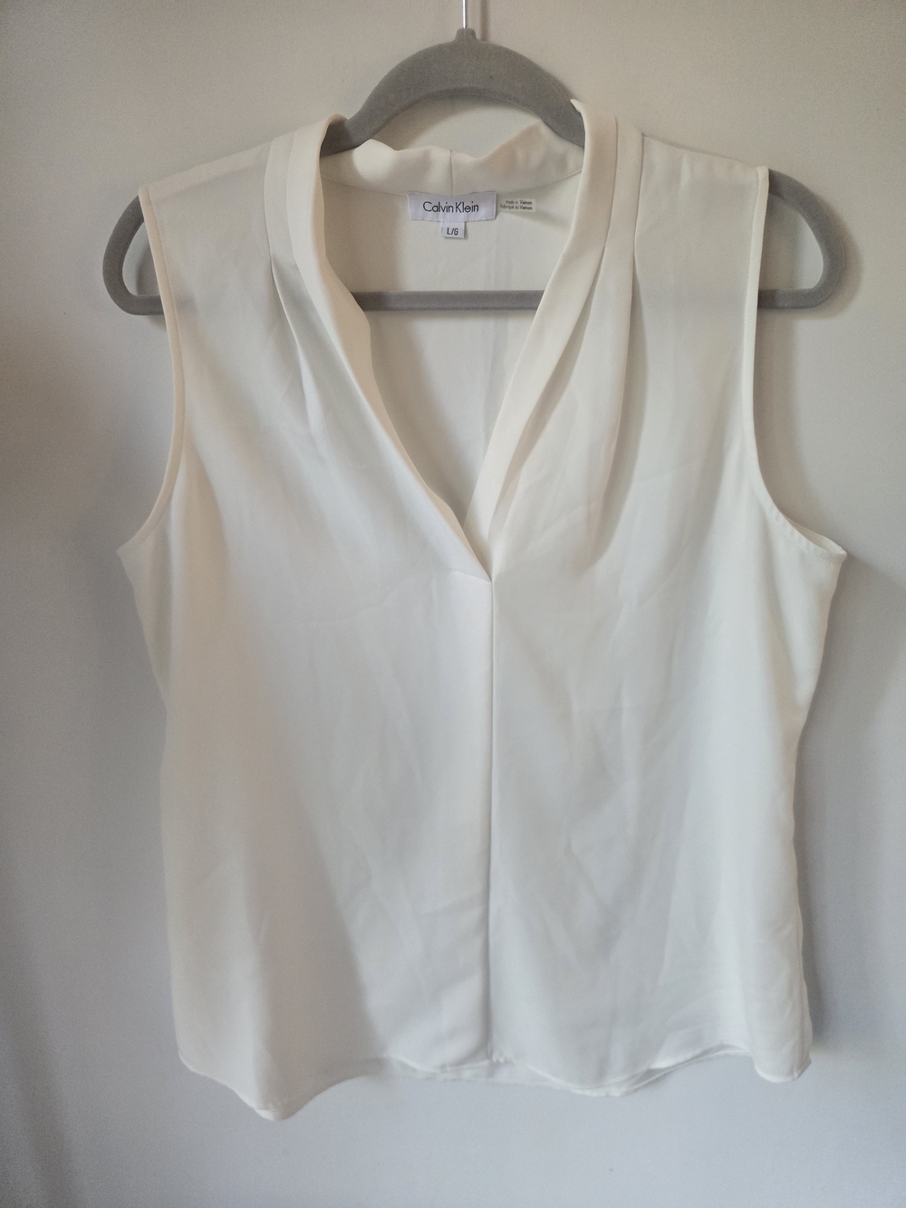 Calvin Klein Ivory V-Neck Sleeveless Draped Camisole